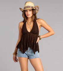 A Little Flirty Lace Halter Top