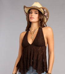 A Little Flirty Lace Halter Top