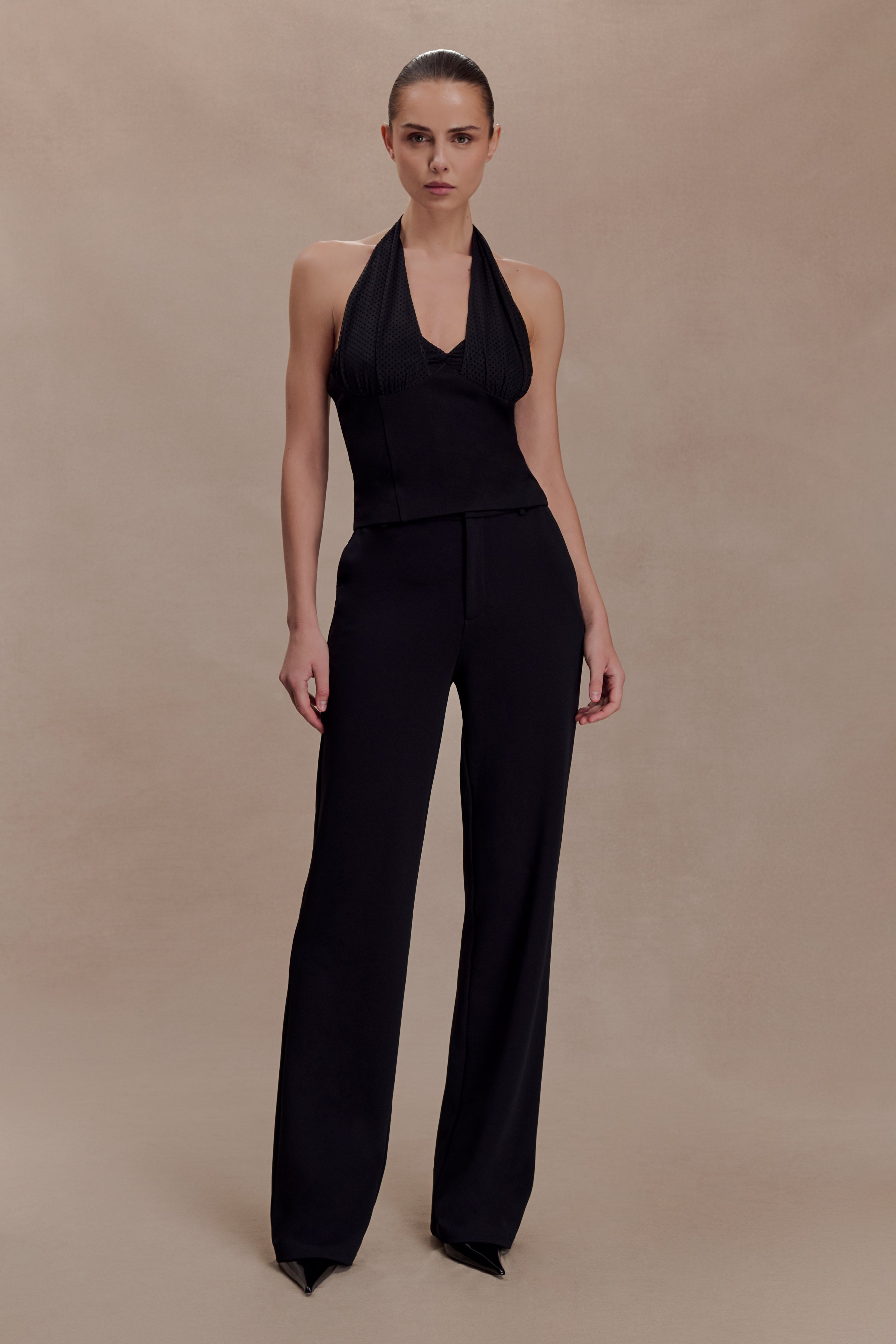 Cressida Crepe Halter Top - Black