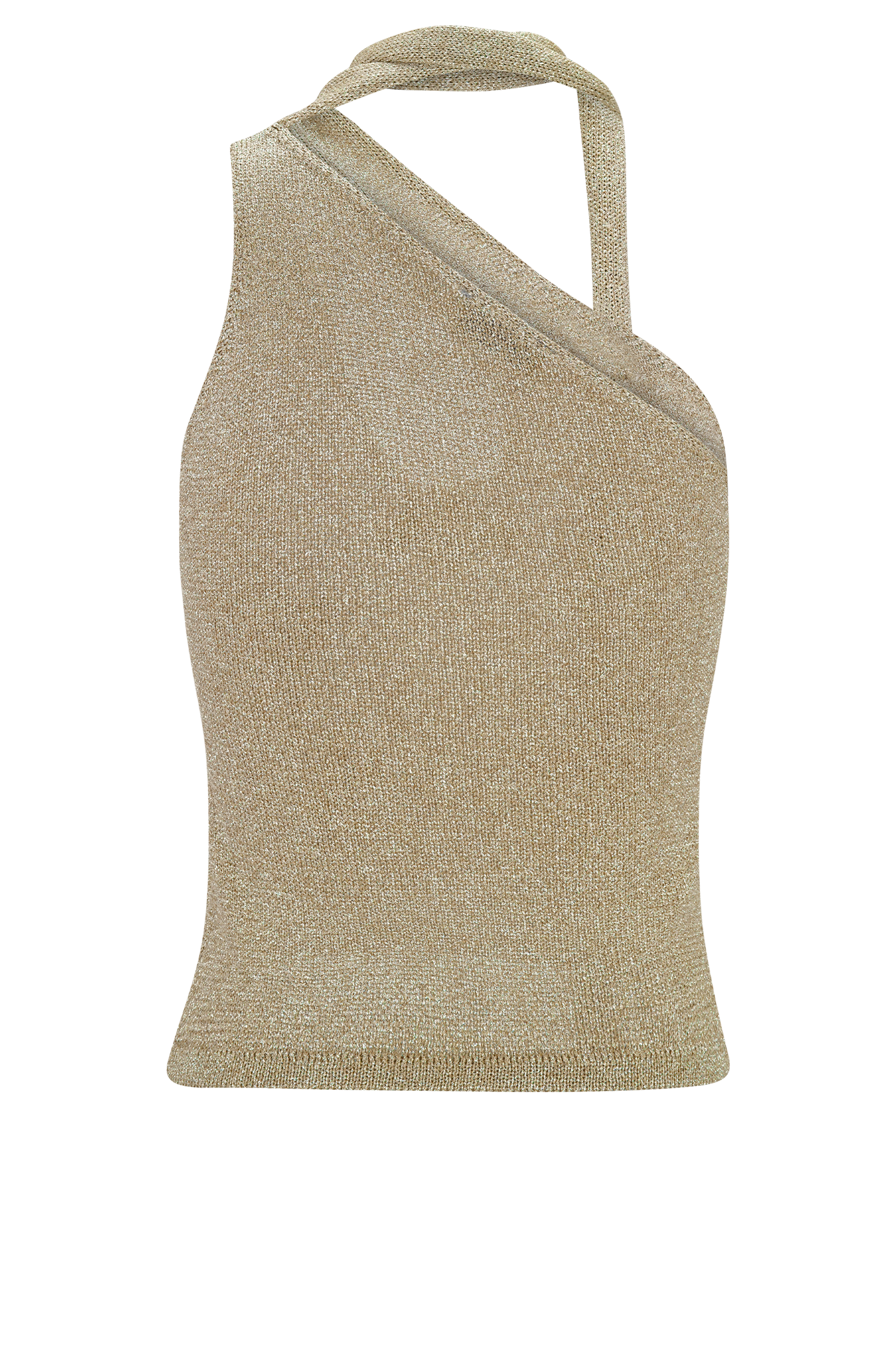 Leone One Shoulder Metallic Knit Top - Gold